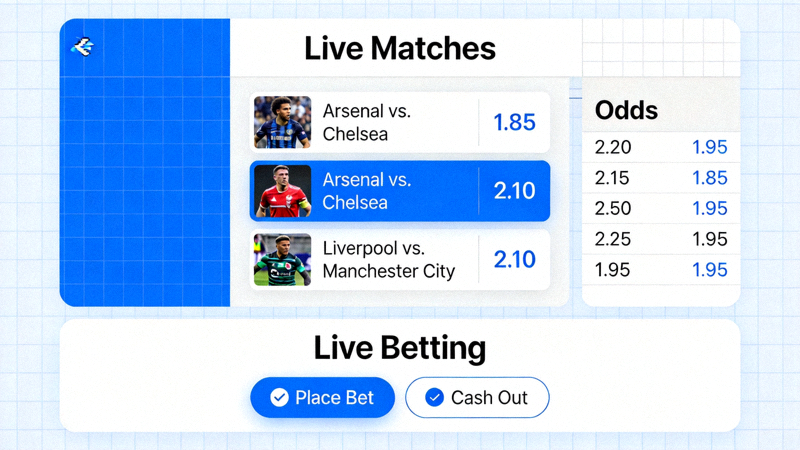 Tampilan antarmuka M88 Msports yang menampilkan daftar pertandingan live, odds, dan fitur live betting